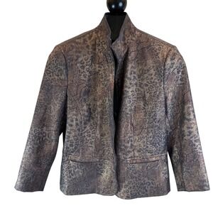 Erin London Women's Leopard Print Metallic Blazer Jacket Size L vintage‎